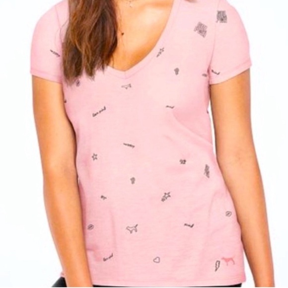 PINK Victoria’s Secret Girl Power Oversized V-Neck Soft Boyfriend Tee T-Shirt S - Picture 3 of 13